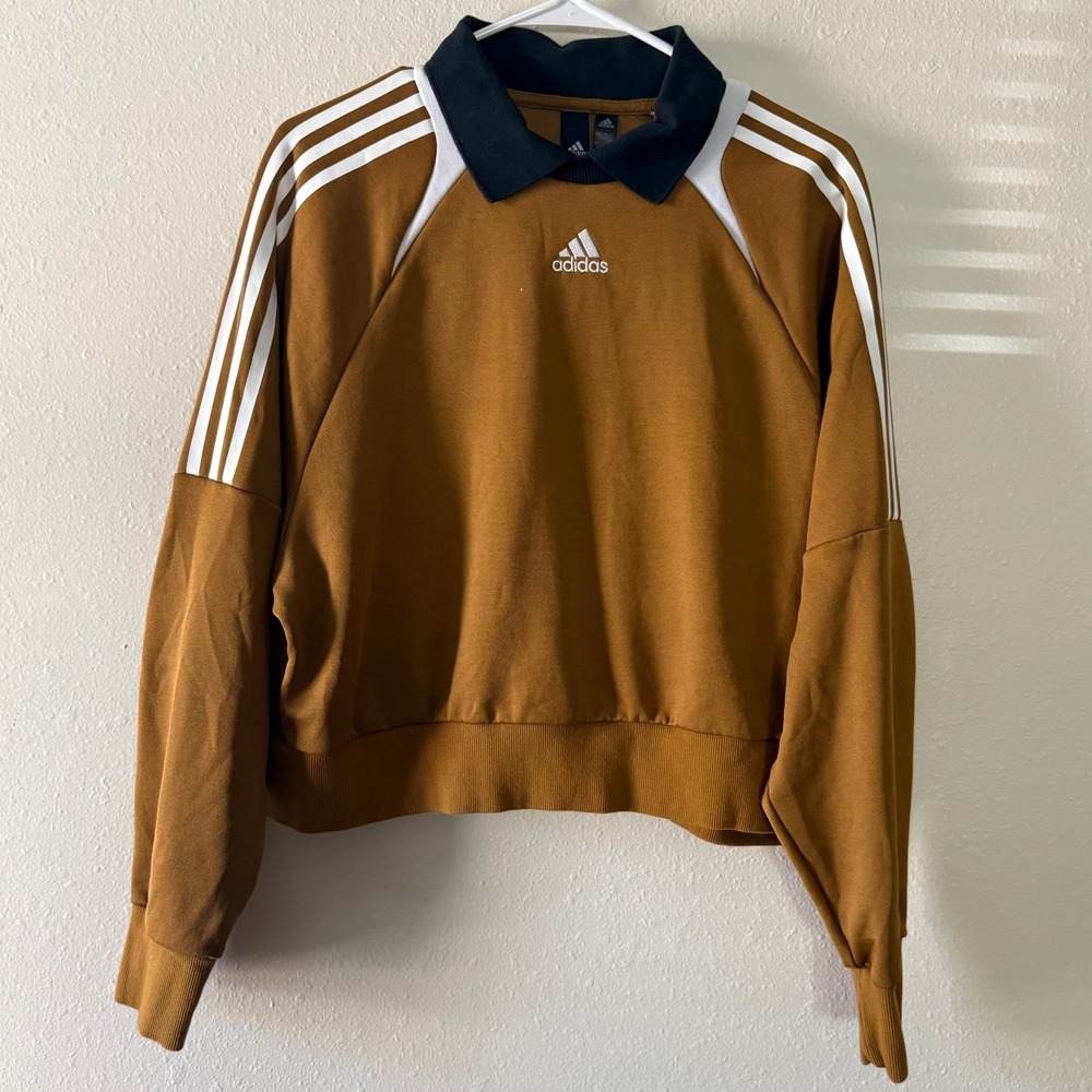 Adidas Sweatshirt Womens L Tiro Suit Up Track Bronze Black Pullover Sweater